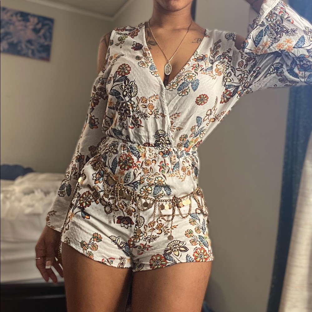 HONEY BELLE flower patterned eggshell Romper